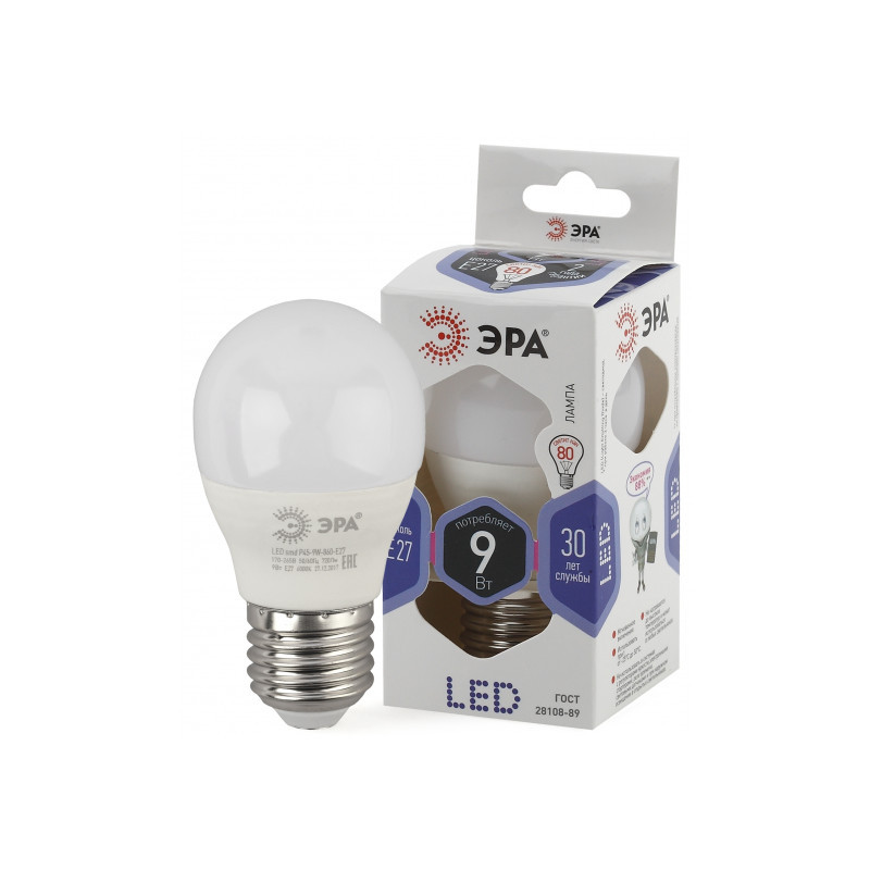 Лампа cветодиодная LED P45-9W-860-E27 ЭРА (диод, шар, 9Вт, хол, E27) (10/100/3600)
Лампа cветодиодная LED P45-9W-860-E27 ЭРА (диод, шар, 9Вт, хол, E27) (10/100/3600)
