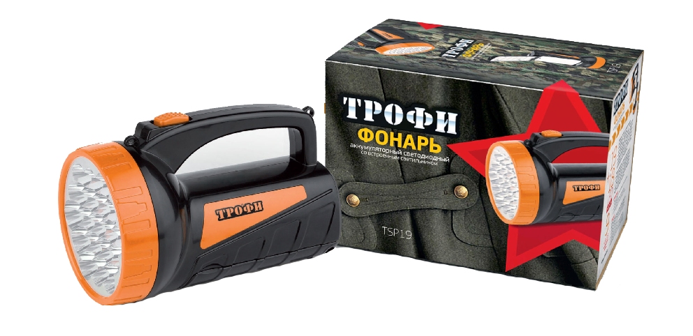 

Фонарь TSP19 Трофи Акку 4V2Ah, 19+18xLED, ЗУ 220V