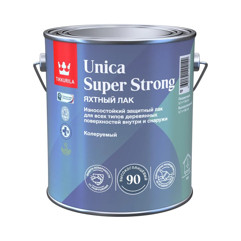 Лак Unica Super Strong EP универсальный, высокоглянцевый, 2,7 л