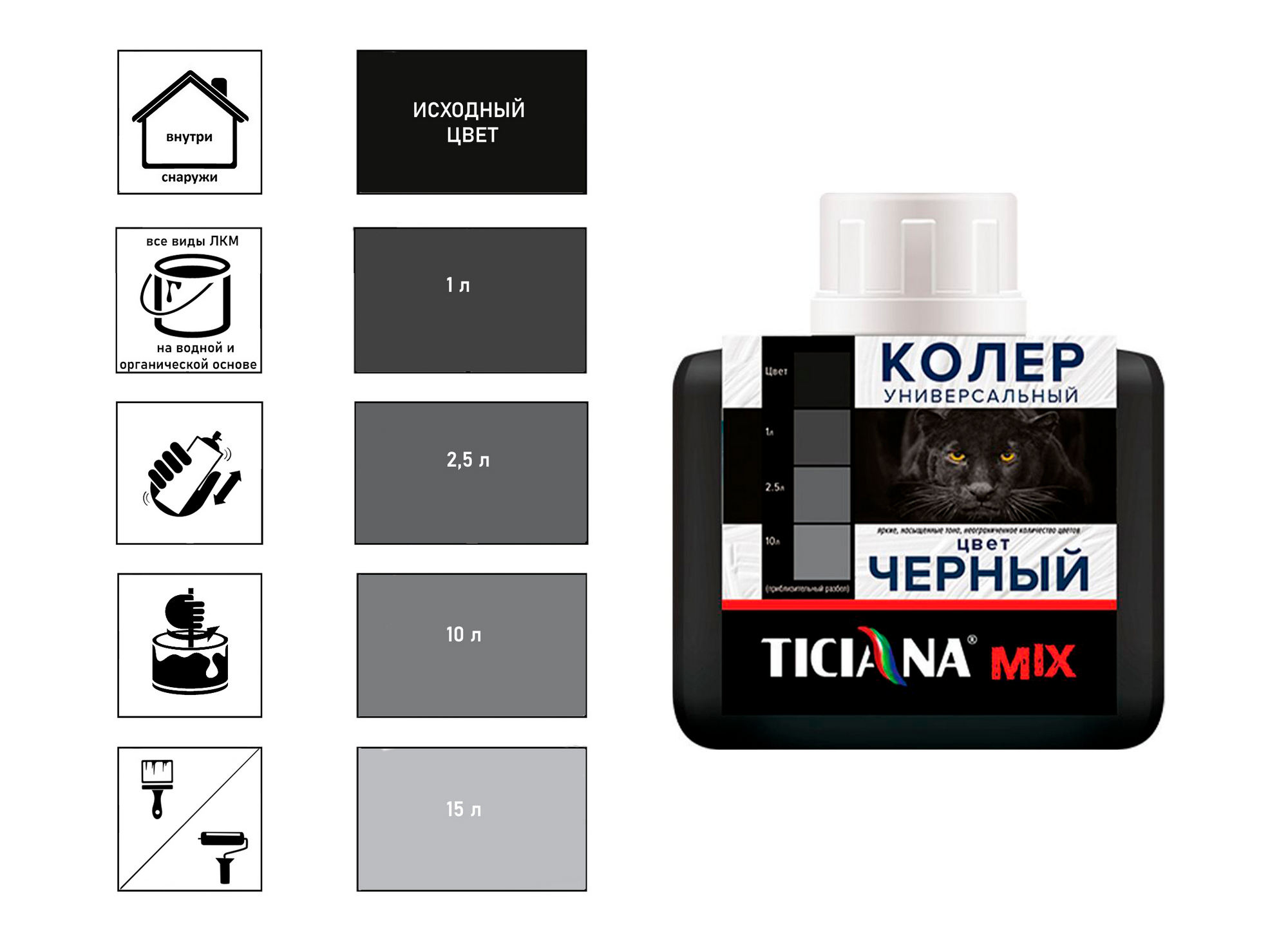 

Колер Ticiana Mix, универсальный, черный, 80 мл