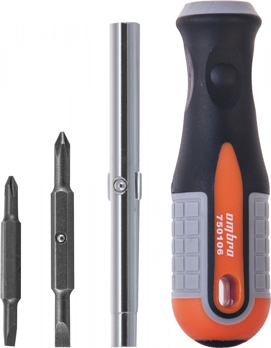 

Отвертка Ombra 6 в 1 Round grip 1/4", 5/16"DR, SL5,6, PH 1,2