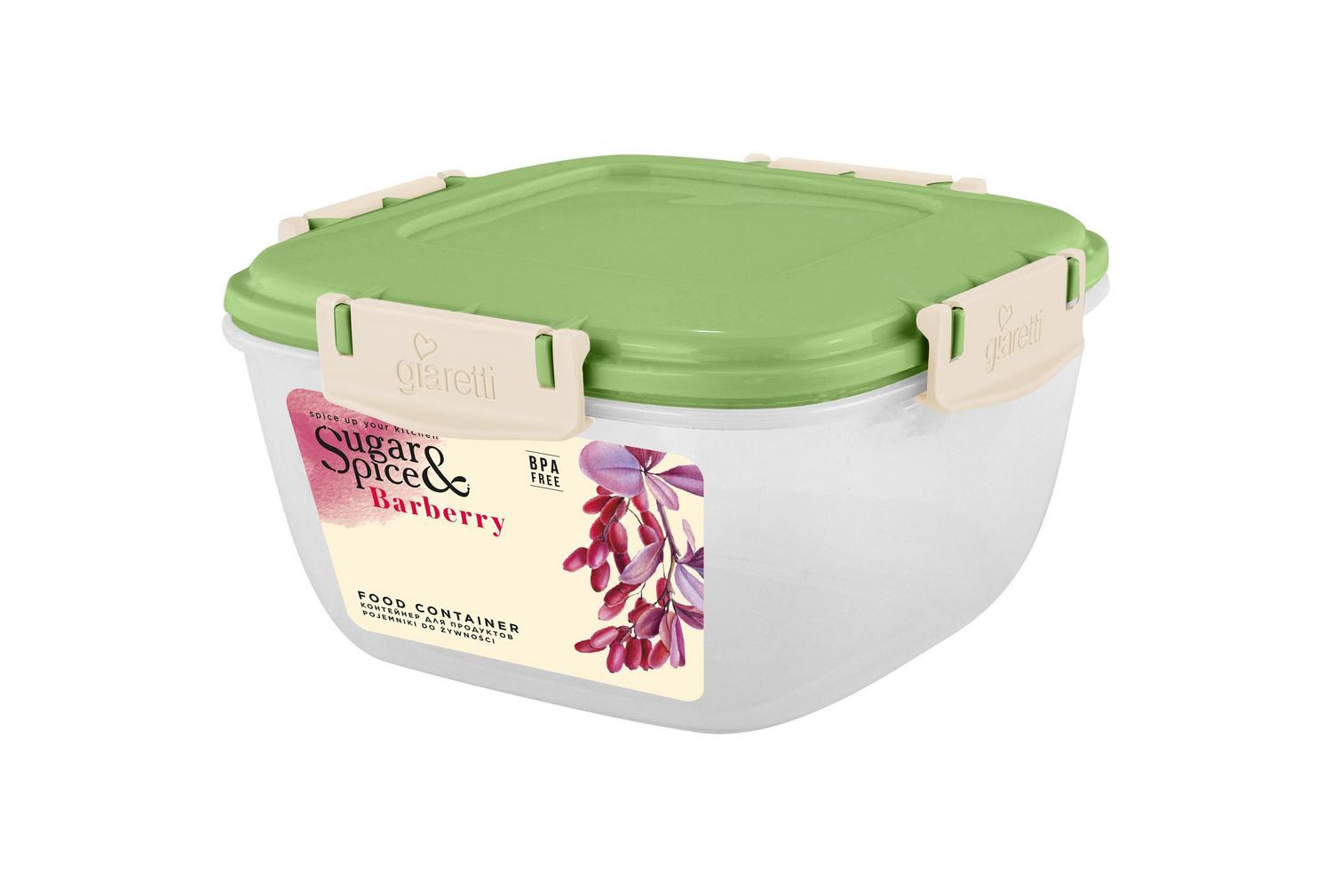 

Контейнер для продуктов Sugar&Spice Barberry герметичный 0,7л квадратный фисташка