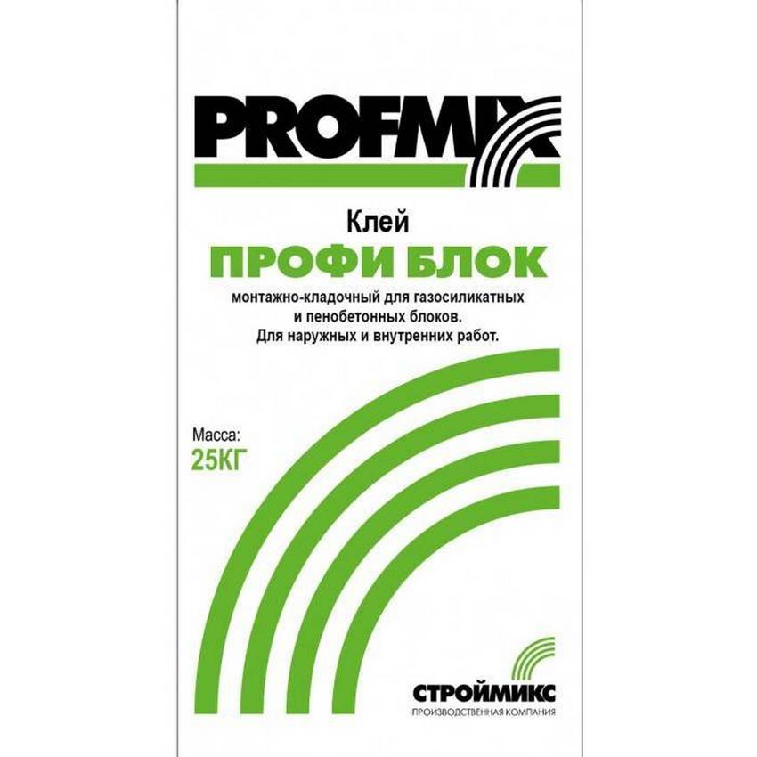 Клей монтажный Profmix Профи Блок, для газосиликатных и пеноблоков, 25 кг