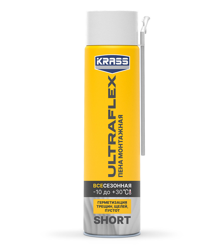 

Пена монтажная Krass Ultrafiex Short, всесезонная 0,5л