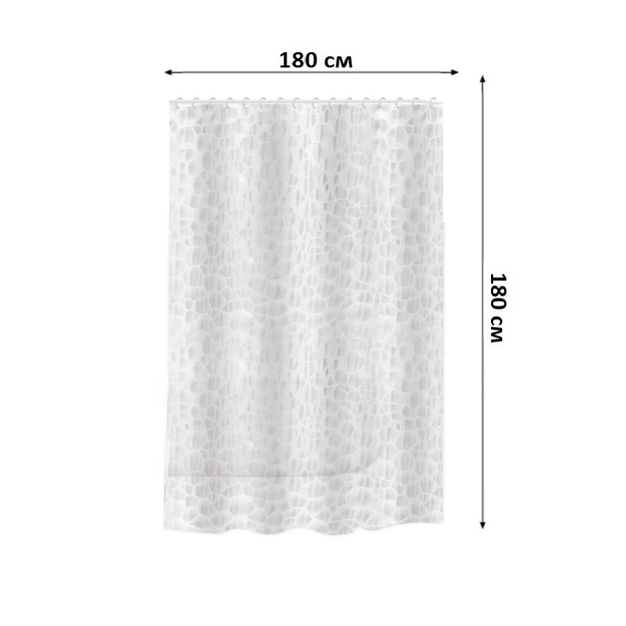 Штора для ванной 3D Mset YS210061 peva, 180х180 см, белая