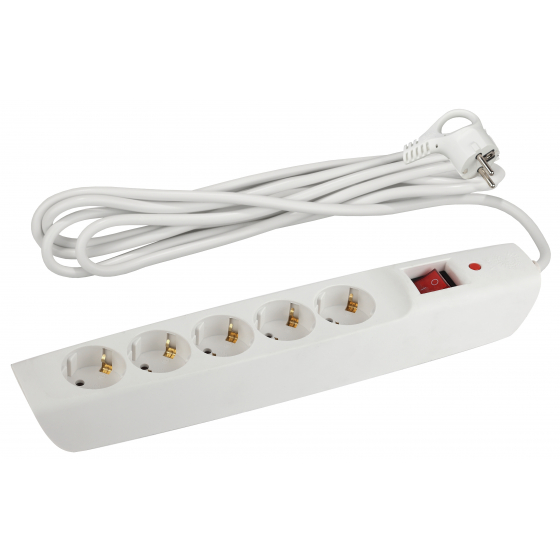 

Сетевой фильтр SFX-5es-2m-W ЭРА (белый) с заземл, 10A, с выкл, 5гн, 2м (10/200)