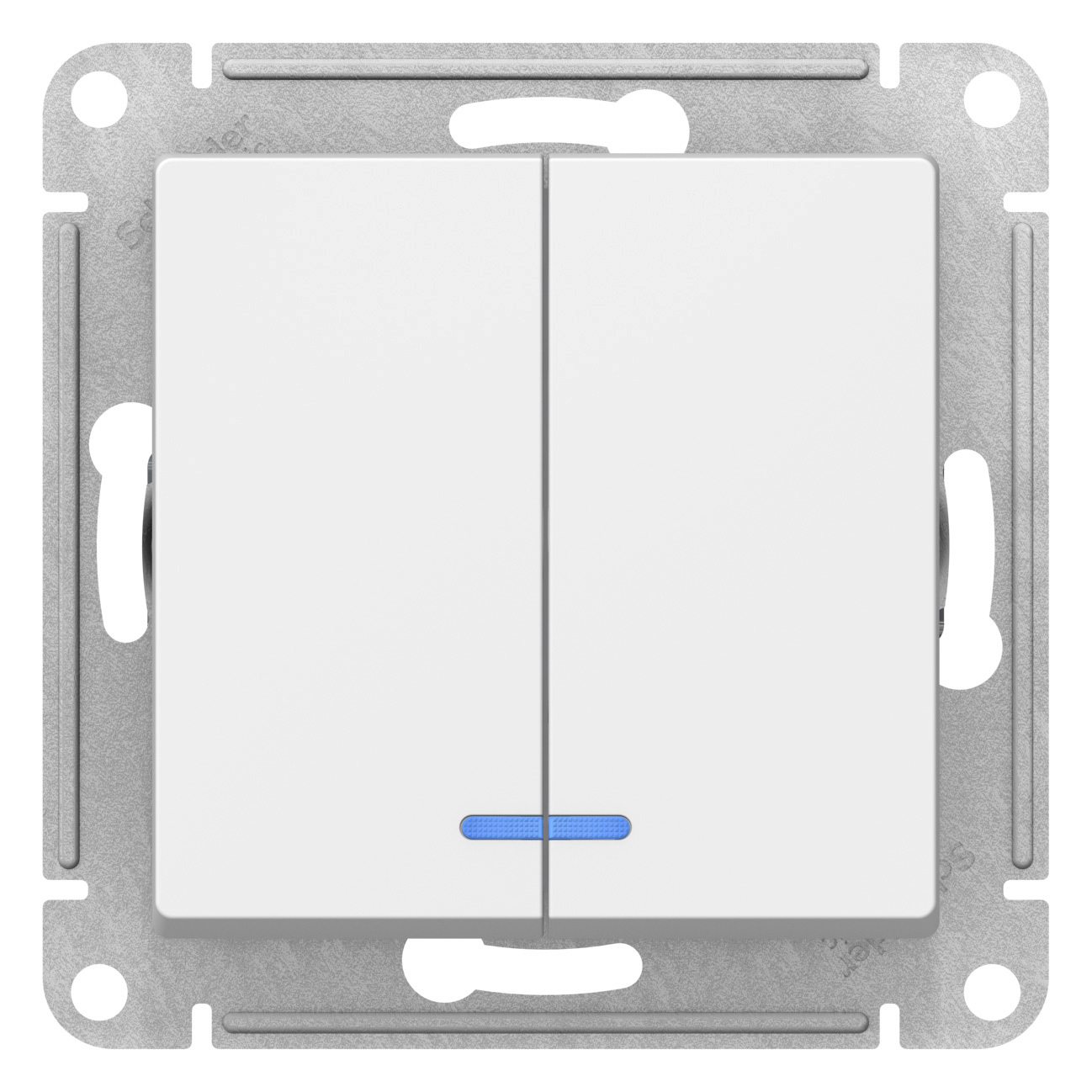 

Выключатель ATLASDESIGN 2-клавишный с подсветкой, 10АХ, механизм, белый