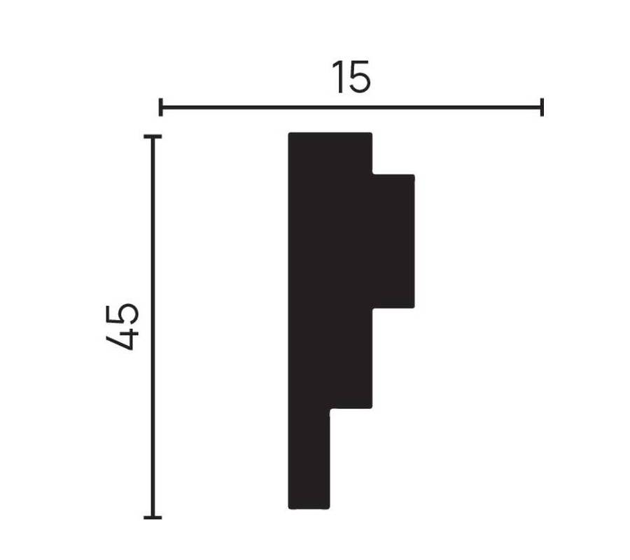 Молдинг стеновой ударопрочный влагостойкий под покраску Decor-Dizayn 45Х15Х2000мм