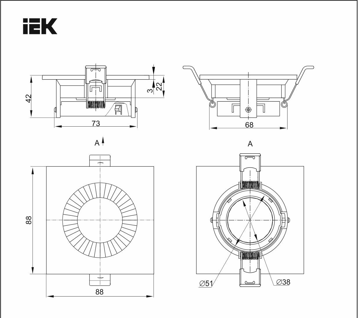 Светильник IEK 4109  встраиваемый  поворотный  GU10  белый/золото