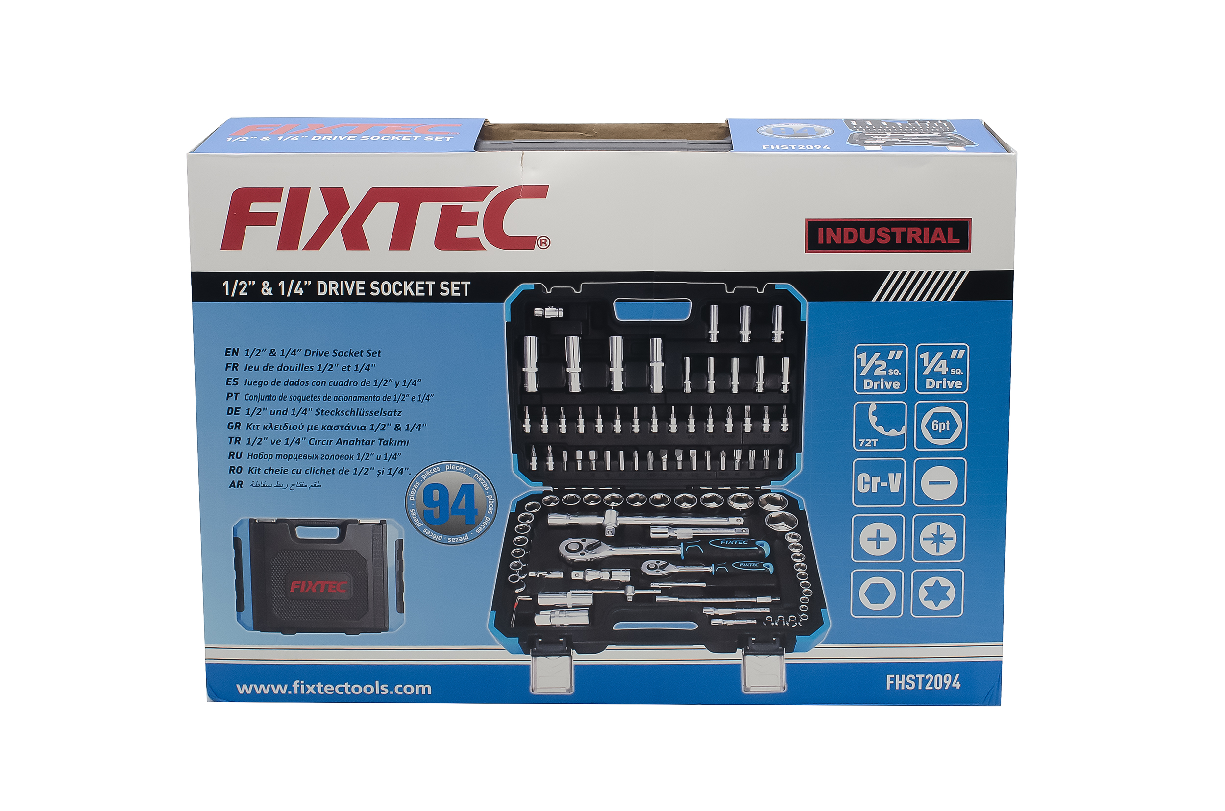 Набор инструментов Fixtec FHST2094, 1/2"/ 1/4", 94 предмета