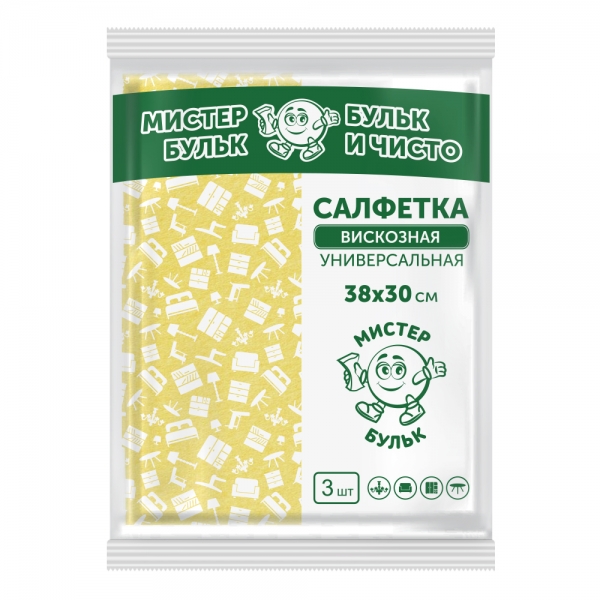

Салфетка вискозная универсальная 3 шт (38х30 см)