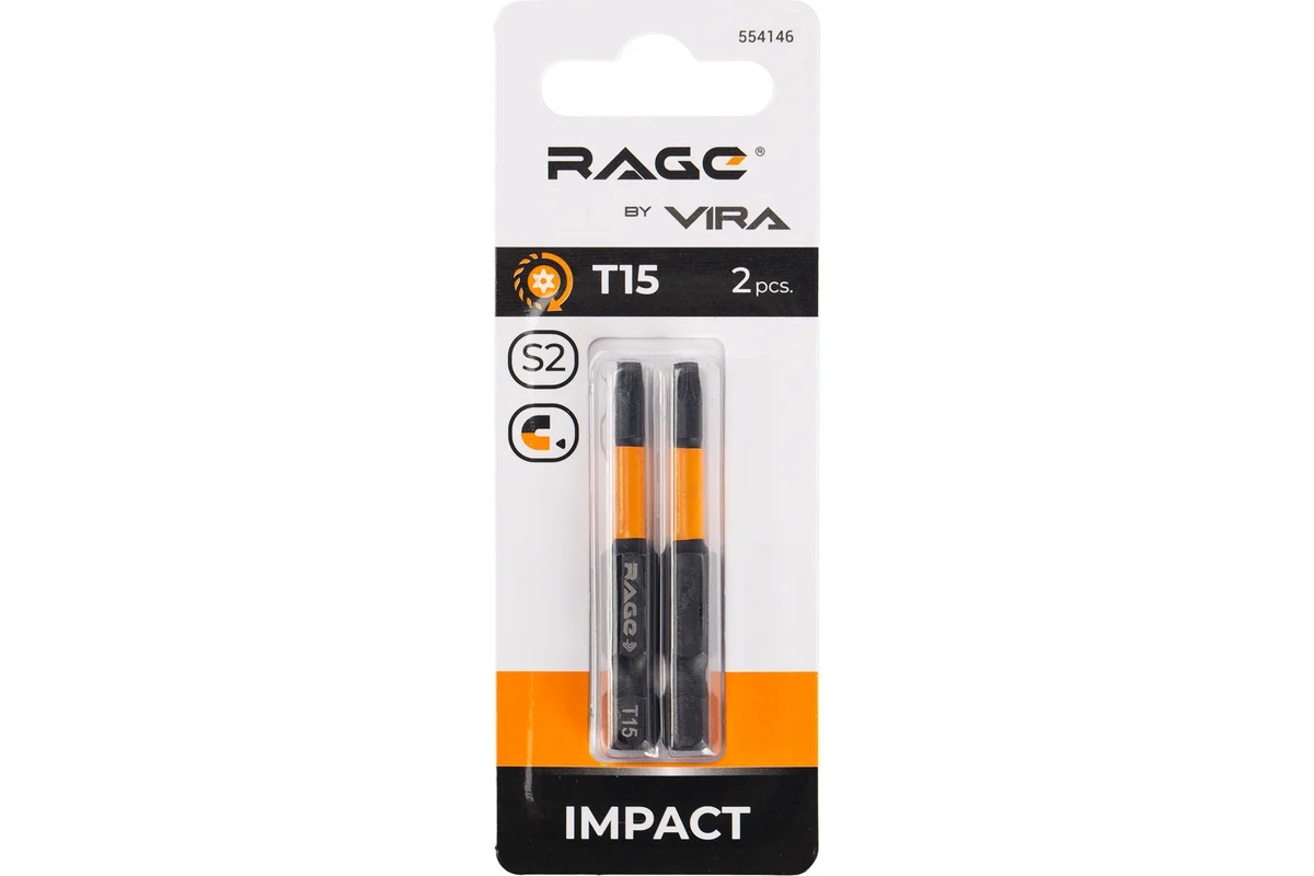 Набор бит торсионных Rage by Vira TORX T15 S2 х 50 мм, 2шт