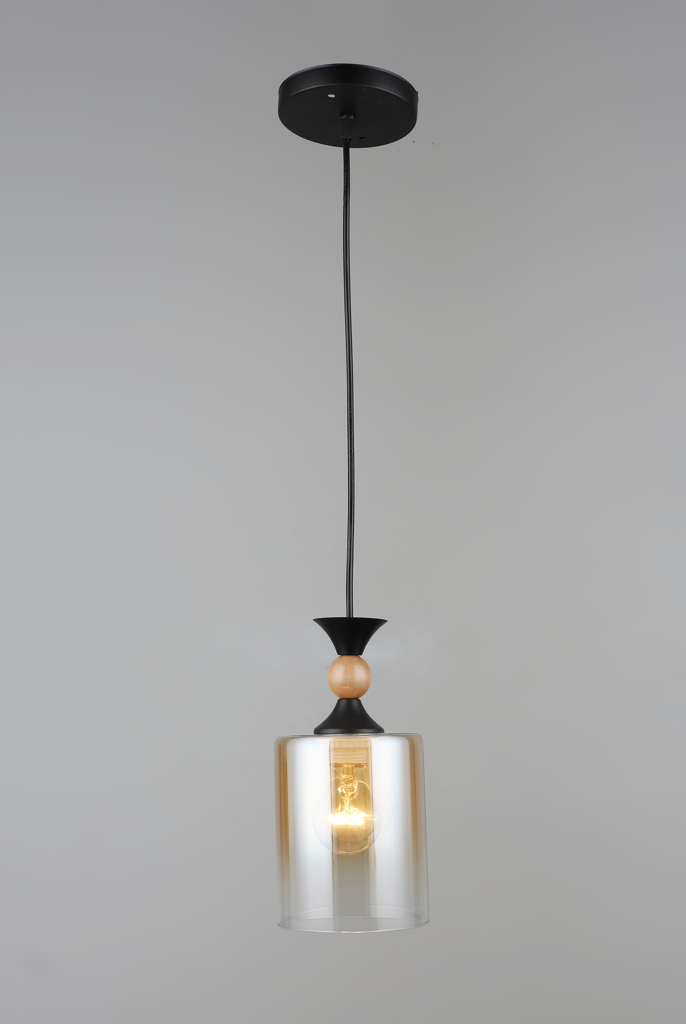 

Светильник подвесной N5347/1HQ BK+WOOD черный 1х40W E27