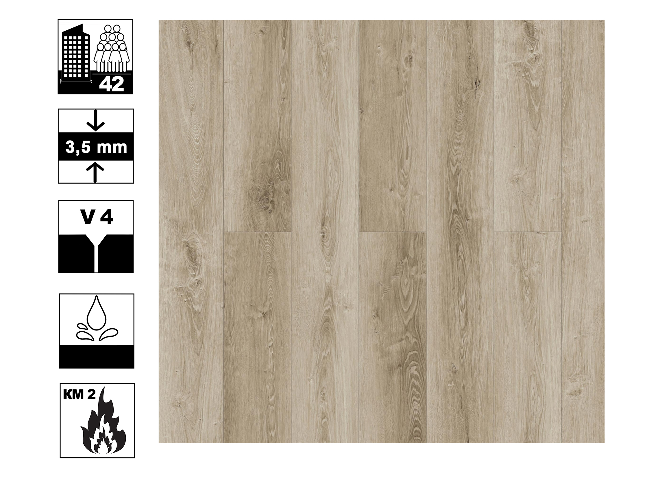 

Ламинат SPC Quartz-step Дуб Сахара 3,5 мм