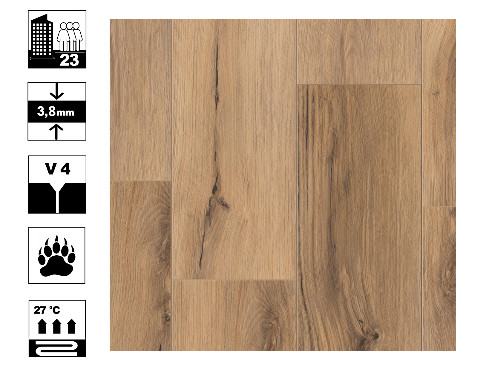 Ламинат SPC Blackwood Roald планка 1220*200,8*3,85 Timber