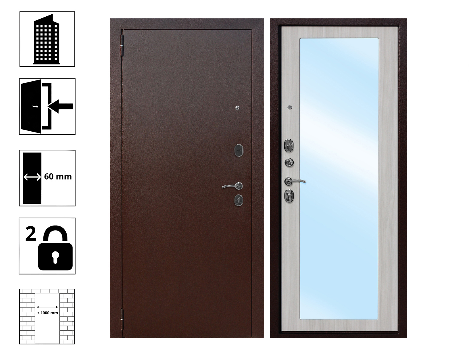 Дверь ЦЗ. MAXI 960L Белый ясень - фото 1