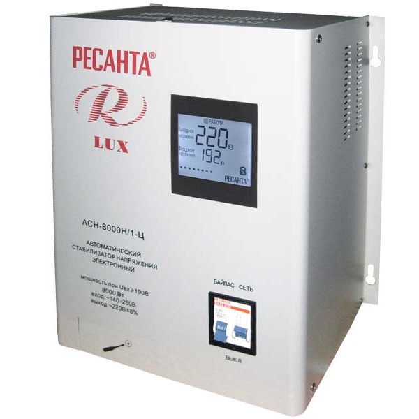 

Стабилизатор АСН - 8000 Н/1-Ц Ресанта Lux (настенный)