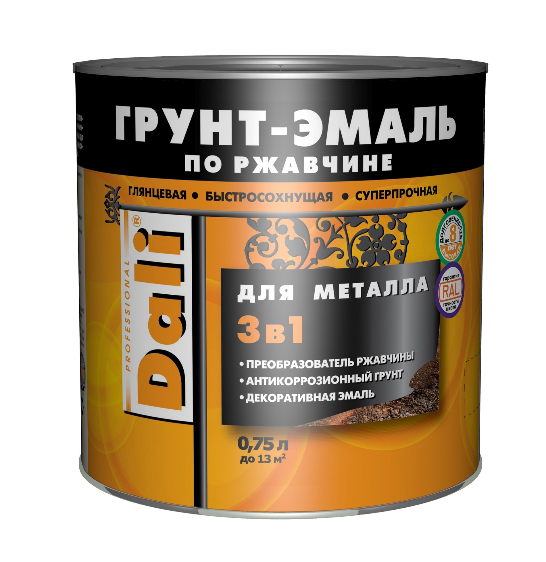

Грунт-эмаль по ржавчине, винно-красный RAL3005, 0,75 л