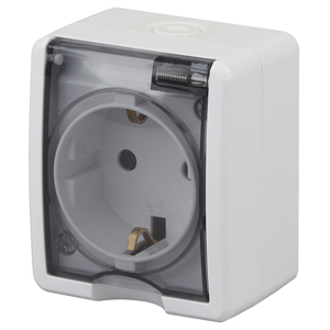 

Розетка Эра Эксперт 2P+E IP54, шторки, 11-2402-01 16АХ-250В, ОУ, белый (16)