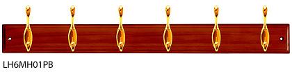 Вешалка деревянная .LH6MH01PB для пальто и шапки с одинарным крючком на 6 крючков, красное дерево, з - фото 1