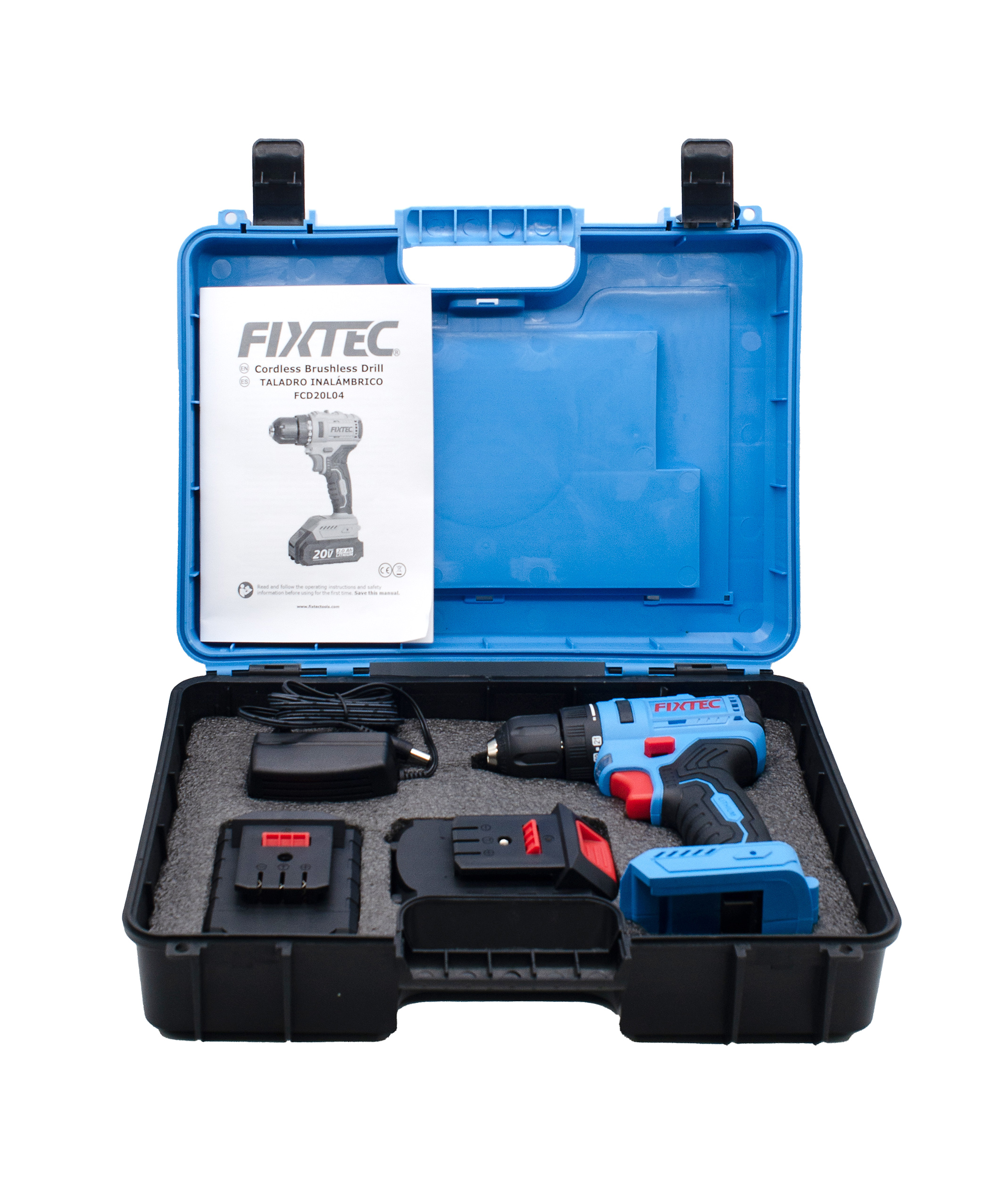 Дрель аккумуляторная Fixtec FCD20L04, 20В,Li-ion,2А/ч,2 аккумулятора, безщеточная