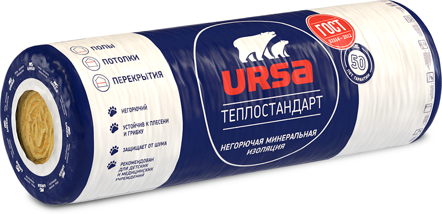 

Утеплитель Ursa ТеплоСТАНДАРТ 1х100х1220х6560 мм, 8м2