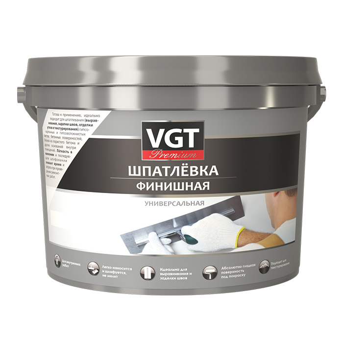 Шпатлевка ВД финишная VGT Premium, 1,7 кг