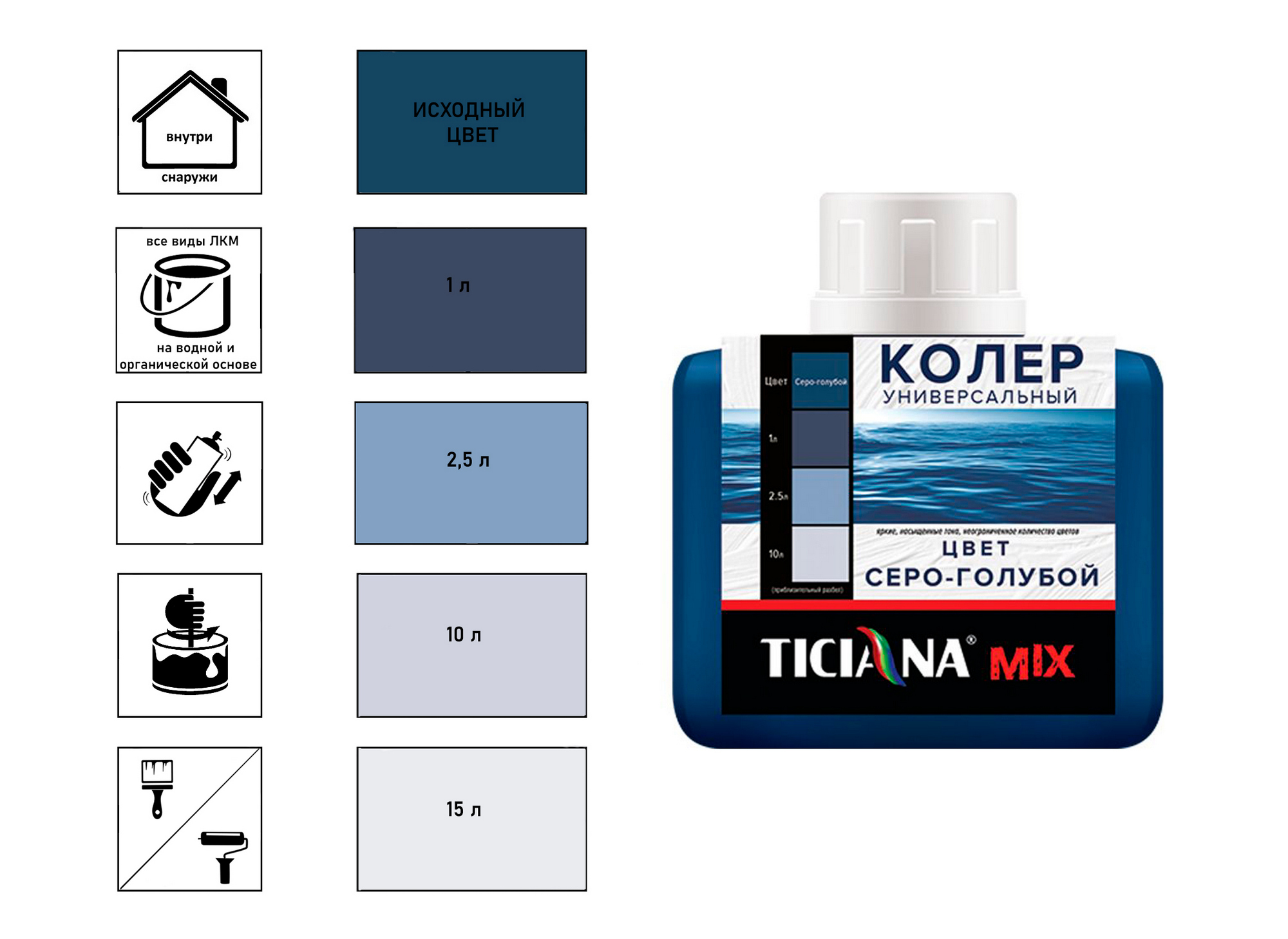 

Колер Ticiana Mix, универсальный, серо-голубой, 80 мл