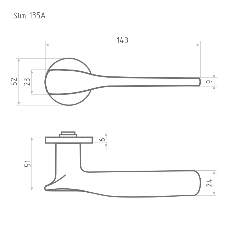 Ручка дверная Slim 135А черный