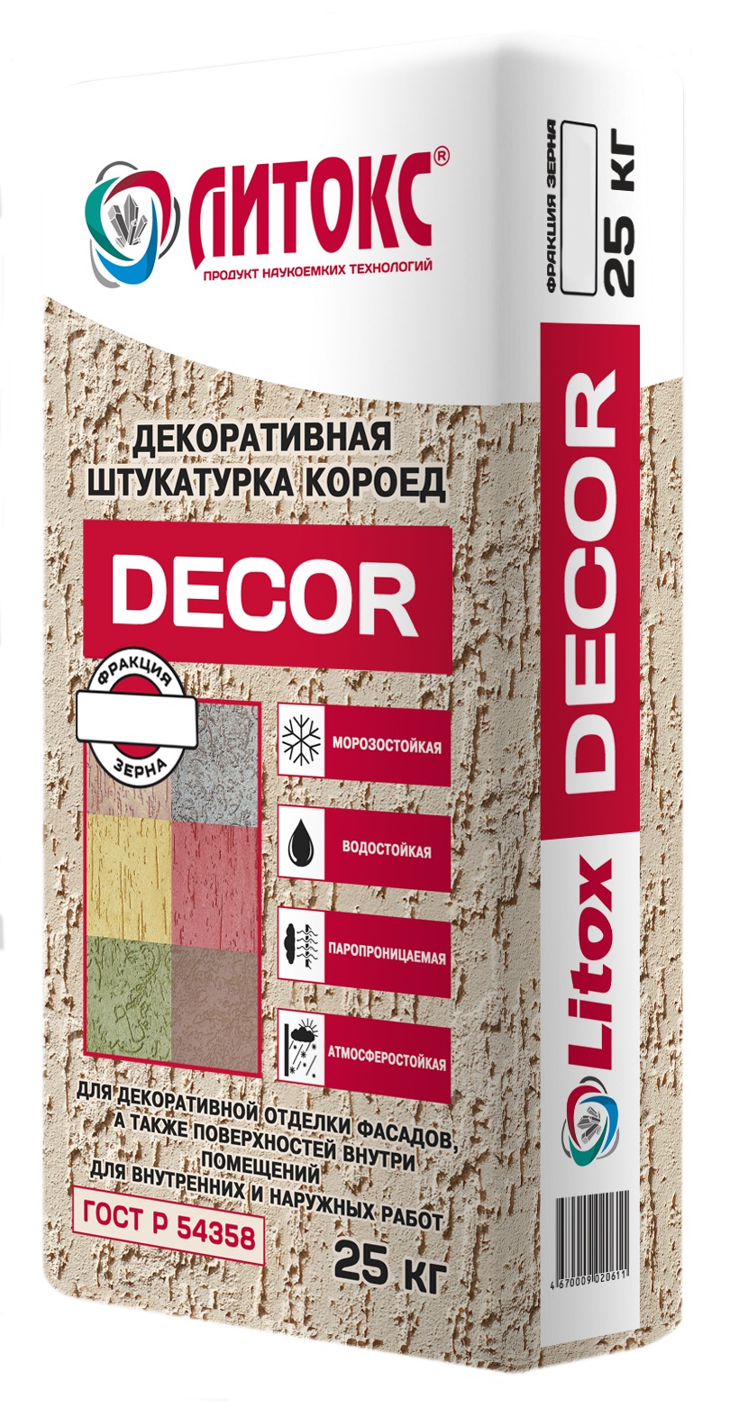 

Штукатурка декоративная Litox Decor короед 2,5 мм, 25 кг