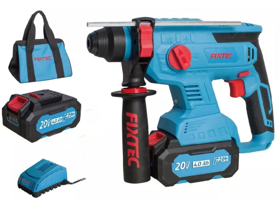 Перфоратор аккумуляторный Fixtec FCRH22LFX-4  20В, 4А/ч, Li-ion,безщеточный,2 аккумулятора