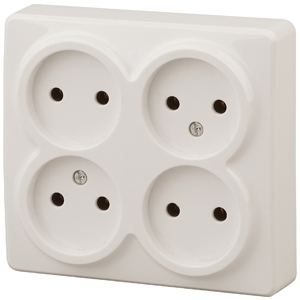 

Розетка Эра Эксперт 4х2P, 11-2210-02 16АХ-250В, ОУ, сл.кость (12)