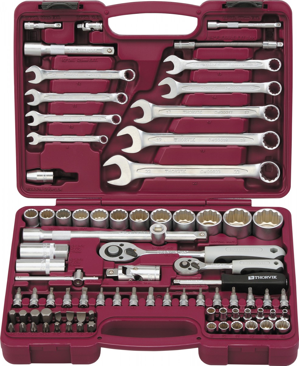 

Набор инструмента Thorvik 1/4", 1/2"DR, 82 предмета, Арт. UTS0082/12