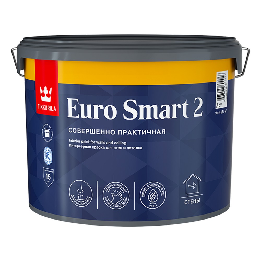 

Краска интерьерная TIKKURILA EURO SMART 2 A гл/мат 9л