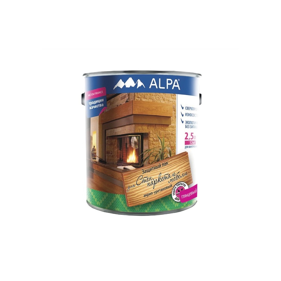 

Лак акрил-уретановый для стен, паркета и мебели ALPA матовый 2,5л (2,65 кг)