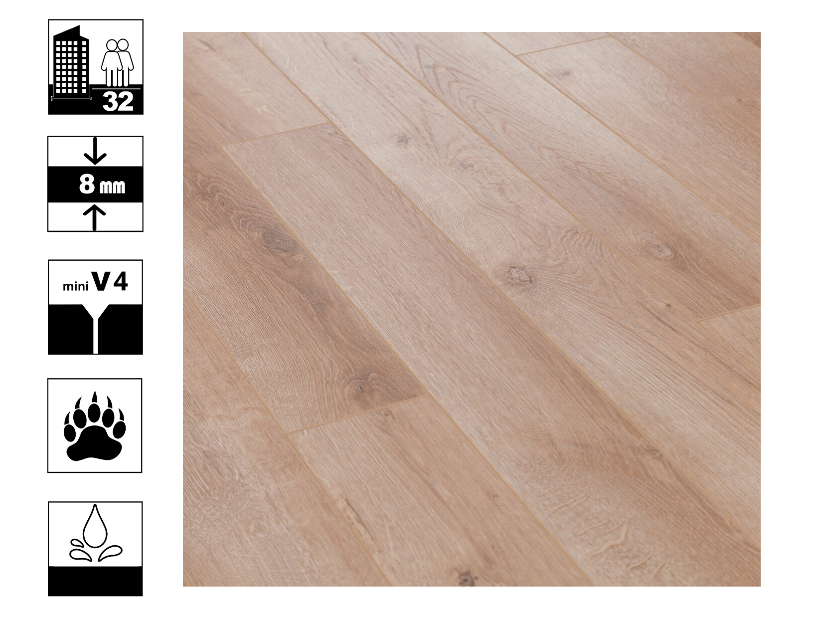 

Ламинат влагостойкий Bonkeel Slim Wood 310 4V mini, 8/32
