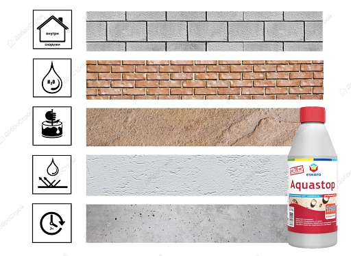 Профессиональный влагоизолятор, модификатор сухих смесей,  0,5 л, конц 1:10 "Eskaro Aquastop Prof