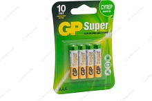 Батарейки алкалиновые GP Super Alkaline 24А 3/1 ААА 4 шт. на блистере