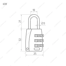 Замок навесной кодовый 608 (серебро)