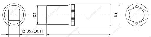 Головка торцевая глубокая 1/2"DR, 13 мм