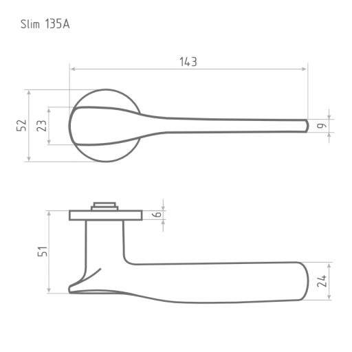 Ручка дверная Slim 135А матовый никель