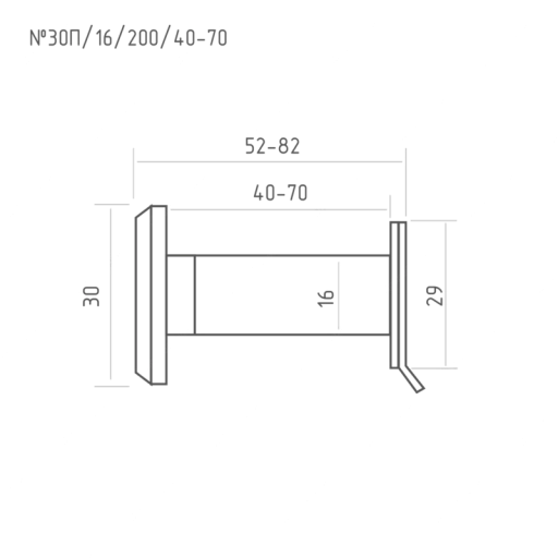 Глазок дверной со шторкой №30П/16/200/40-70 - Хром