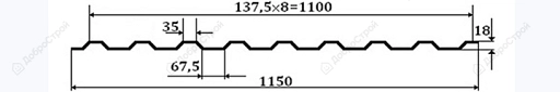 Профнастил МП-20 1,15*1,5м., вино 0,35мм. RAL3005