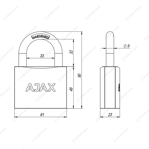 Замок навесной PD-0163 3 key англ.