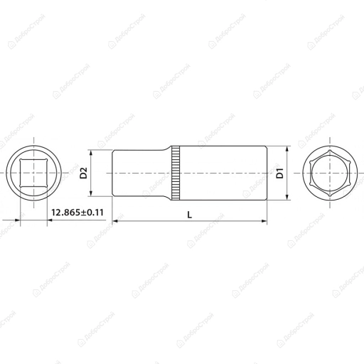 Головка торцевая глубокая 1/2"DR, 14 мм