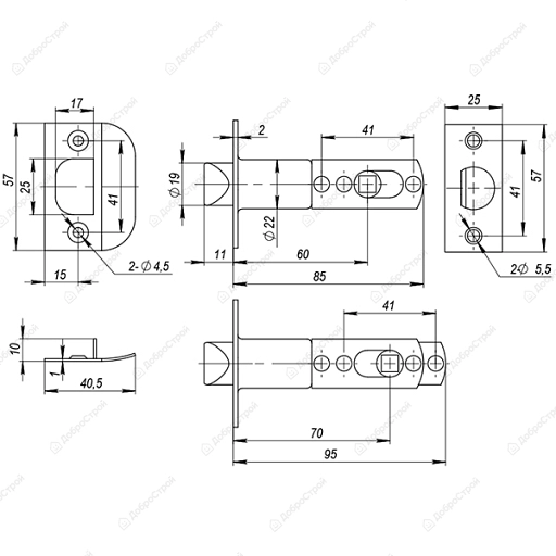 Ручка защелка DK682 AB-BK (6082 AB-B) (фик.) бронза