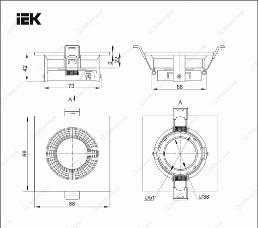 Светильник IEK 4110  встраиваемый  поворотный  GU10  белый/шоколад