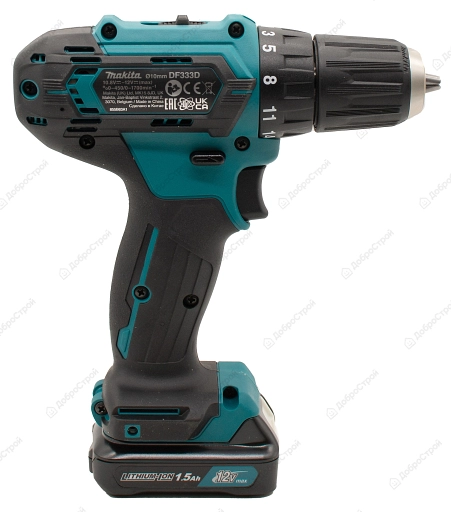 Дрель акк. Makita DF333DWYE4 12В, 10мм, 2х1,5Aч